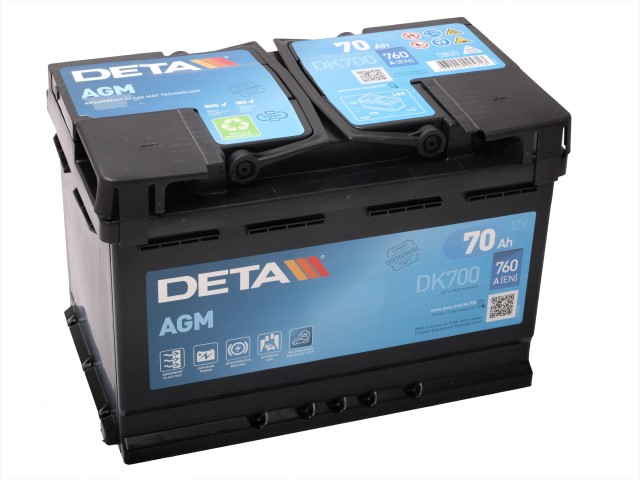 Akumulators DETA START-STOP AGM DK700 12V 70Ah 760A(EN) 278x175x190 0/1
