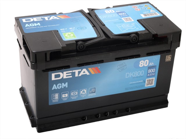Akumulators DETA START-STOP AGM DK800 12V 80Ah 800A(EN) 315x175x190 0/1