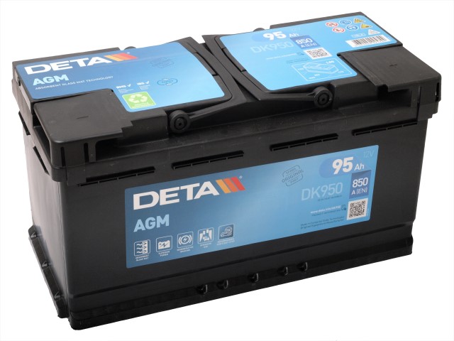 Akumulators DETA START-STOP AGM DK950 12V 95Ah 850A(EN) 353x175x190 0/1