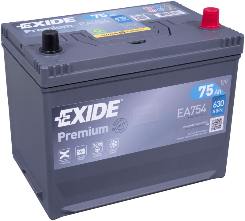 Akumulators EXIDE Premium EA754 12V 75Ah  630A(EN) 270x173x222 0/1