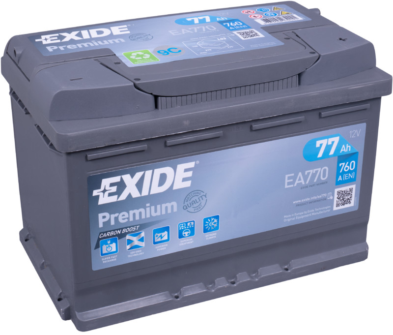 Akumulators EXIDE PREMIUM EA770 12V 77Ah 760A(EN) 278x175x190 0/1