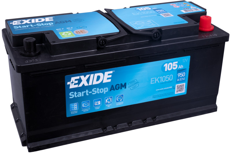 Akumulators EXIDE START-STOP AGM EK1050 12V 105Ah 950 A(EN) 392x175x190 0/1