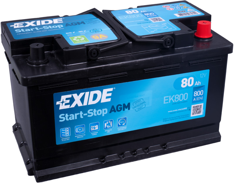Akumulators EXIDE START-STOP AGM EK800 12V 80Ah 800A(EN) 315x175x190 0/1